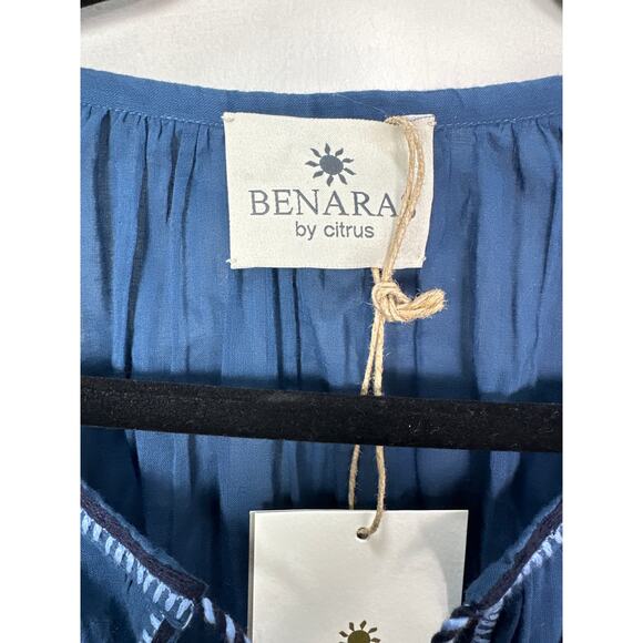 Benaras by Citrus NWT Women’s Cotton Embroidered Dark Green Rosa Top size Small - Picture 2 of 7